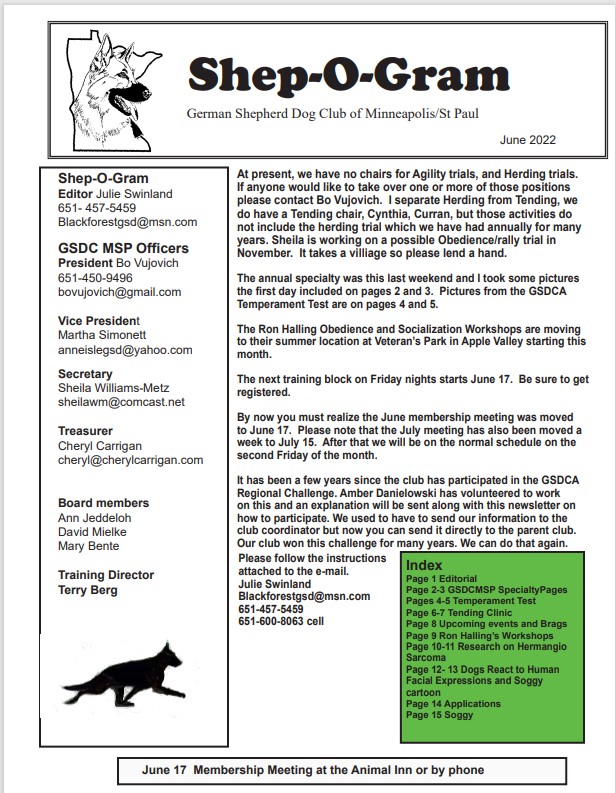 GSDCMSP Shep-O-Gram June, 2022